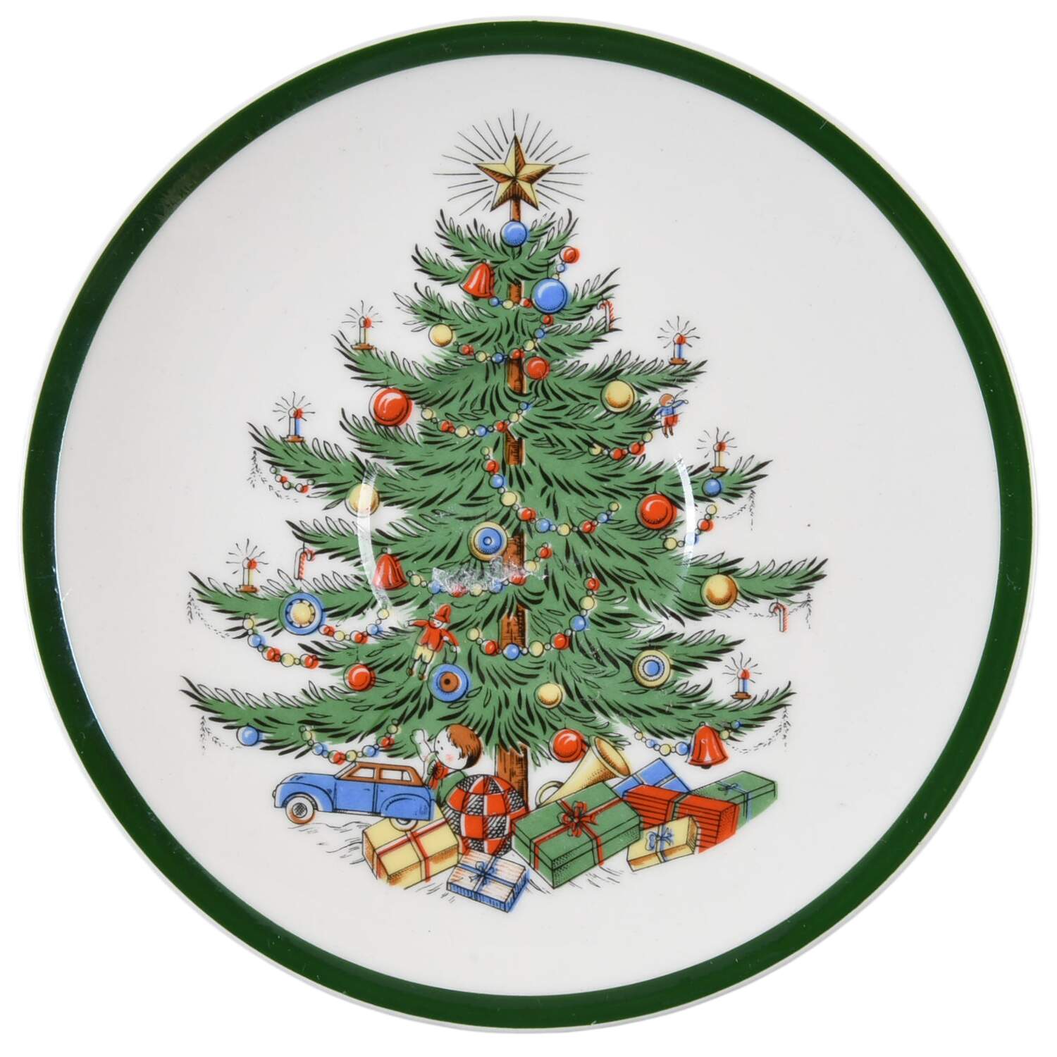 Christmas Tree (Wide Green Band) Saucer for Demitasse Cup by Cuthbertson-1
