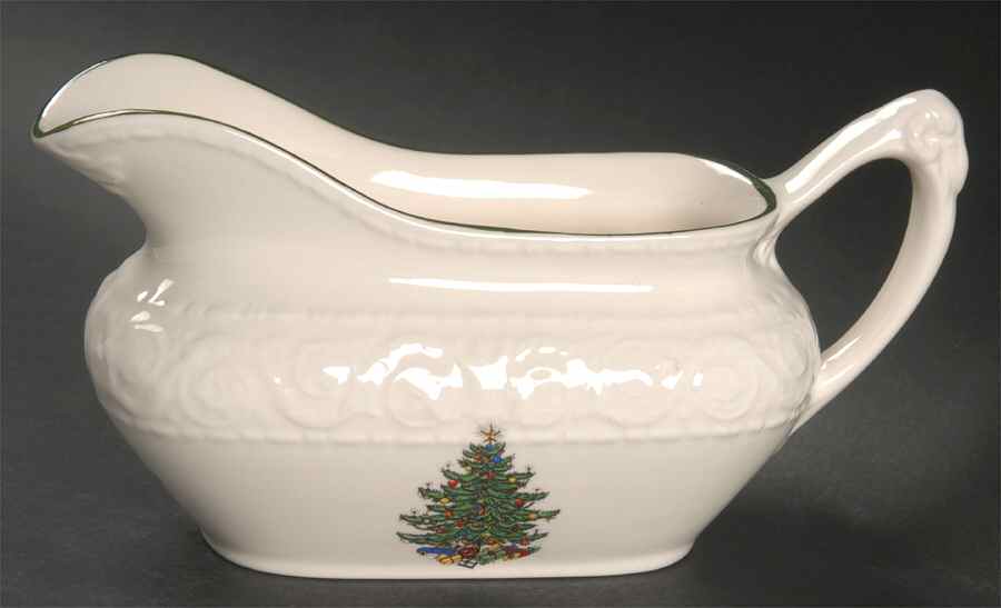 Dickens Embossed Christmas (Cream) Gravy Boat by Cuthbertson-1