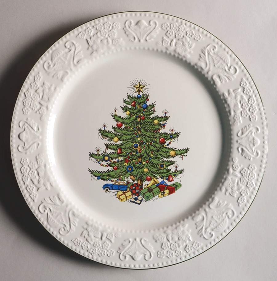 Dickens Embossed Christmas (Cream) 12" Chop Plate (Round Platter) by Cuthbertson-1