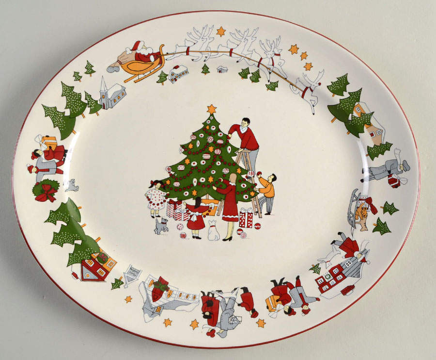Family Christmas 11" Oval Serving Platter by Cuthbertson-1