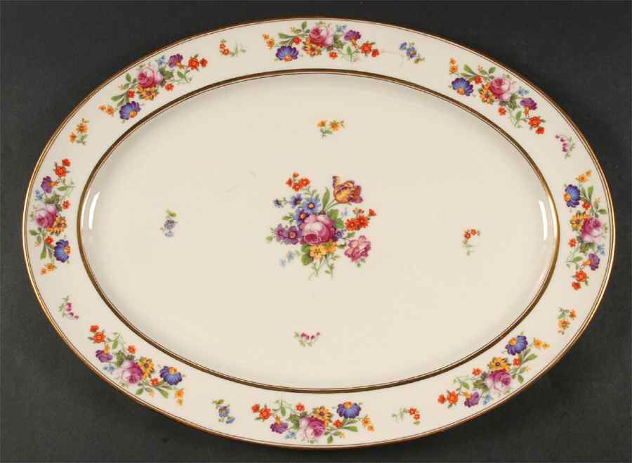 Floral Bouquet 17" Oval Serving Platter by Coxon Belleek-1