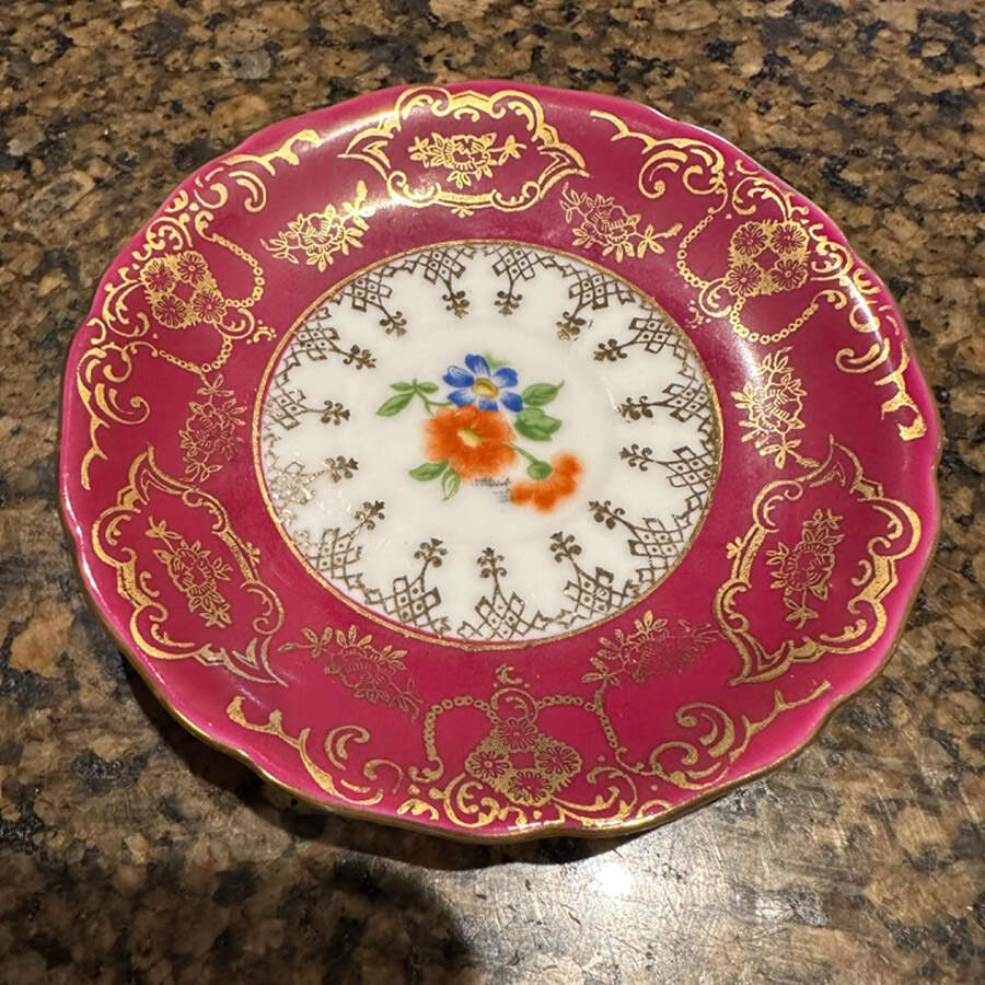 661-3477 Maroon Saucer for Demitasse Cup by Czechia-Czechoslovakia-1