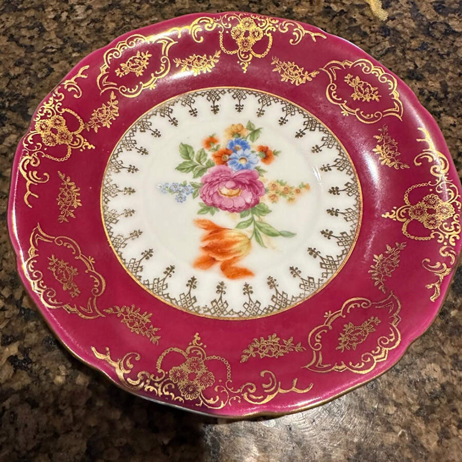 661-3477 Maroon Saucer for Cream Soup Bowl by Czechia-Czechoslovakia-1
