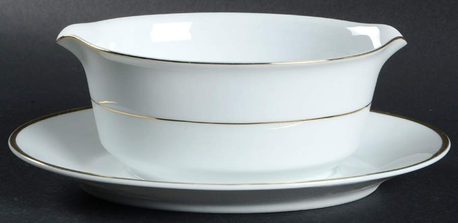 Golden Hannover Gravy Boat with Attached Underplate by Crescent (Japan)-1