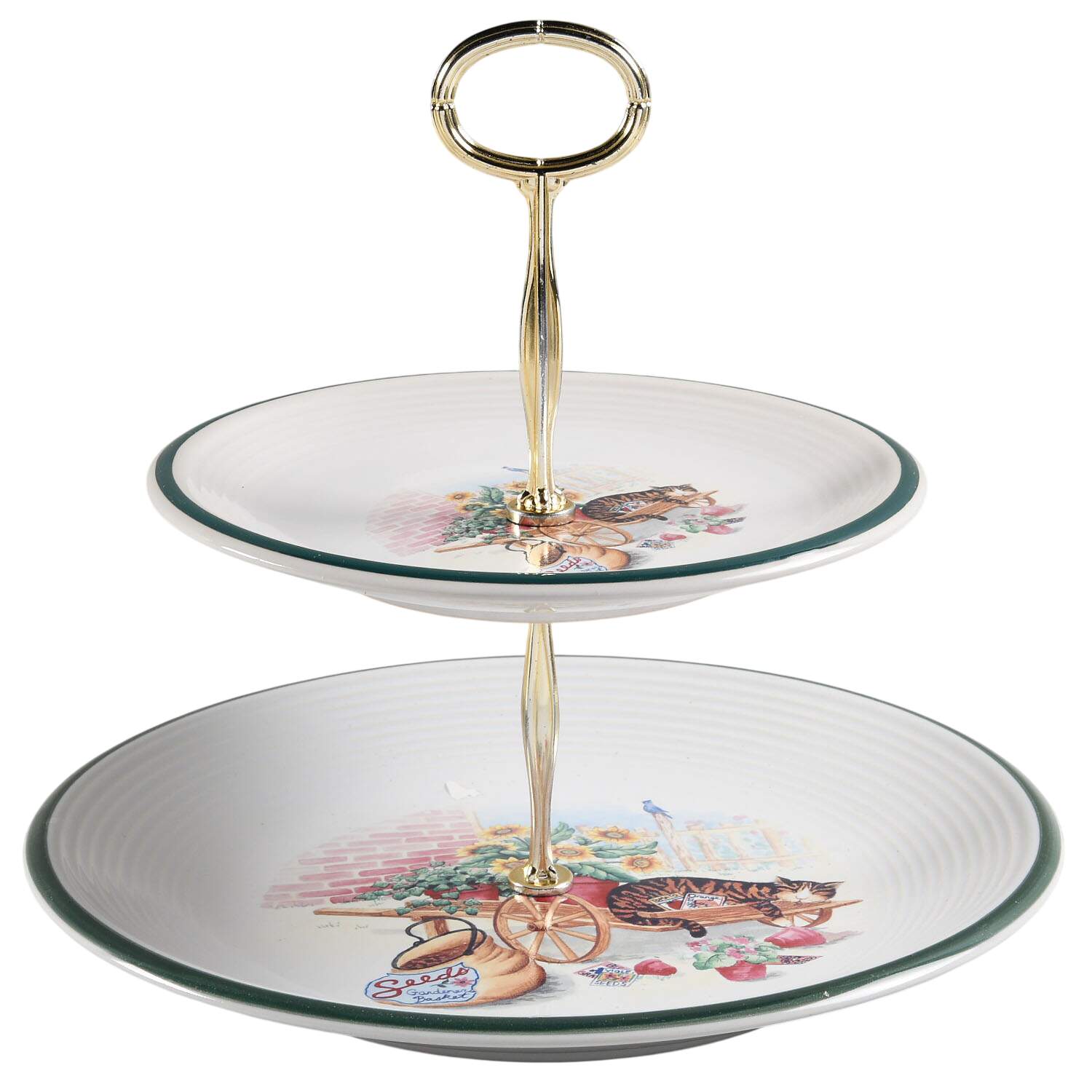 Cat Nap 6 5/8"-10"  2 Tiered Serving Tray (Dp, Sp) HC by Century China-1
