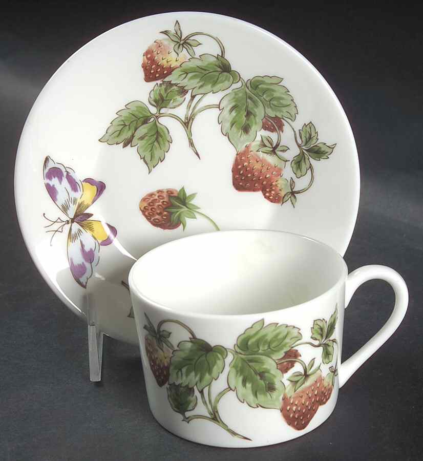 Strawberry (Smooth) Flat Cup & Saucer Set by Coalport-1