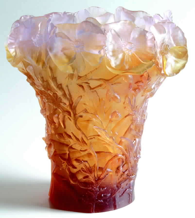 Poppies 10" Flower Vase by Daum-1