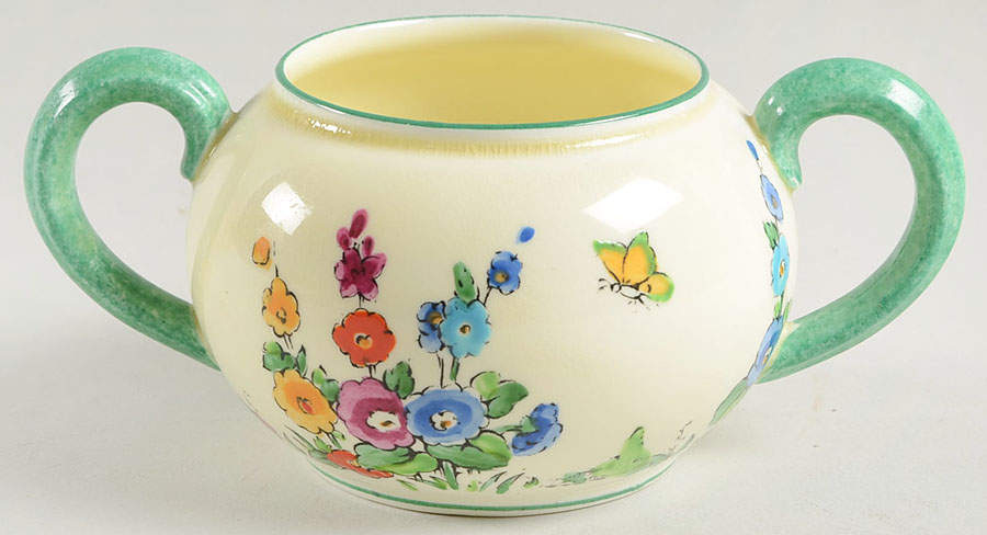 Hollyhock Sugar Bowl No Lid by Crown Staffordshire-1