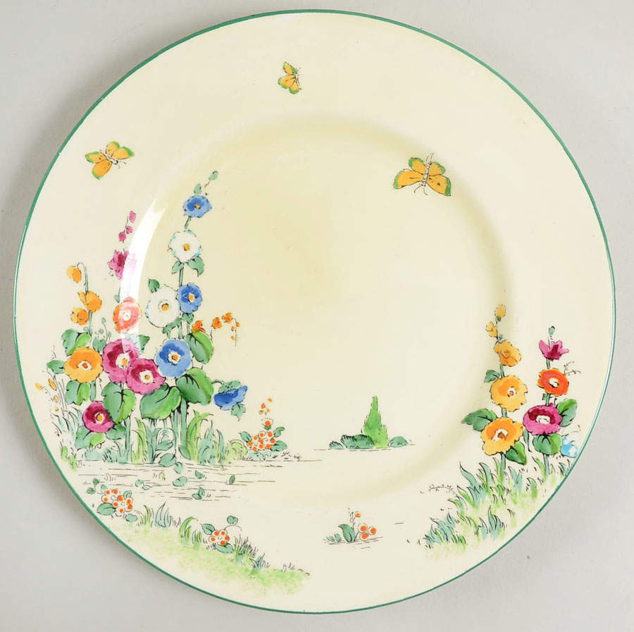 Hollyhock Luncheon Plate by Crown Staffordshire-1
