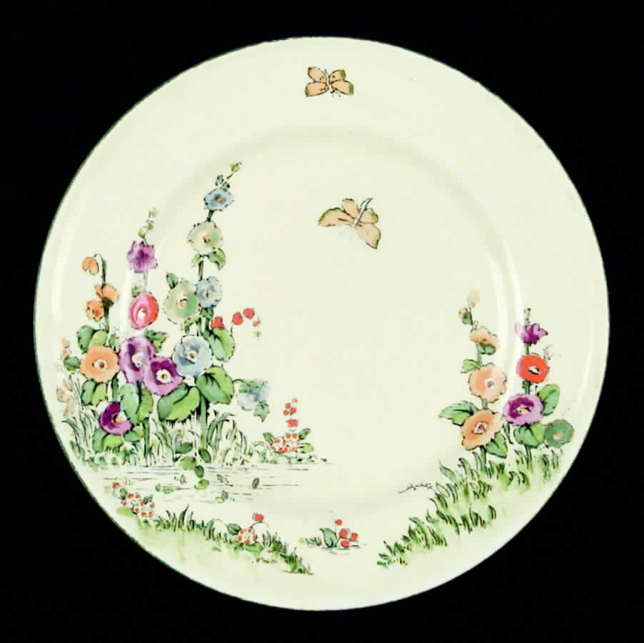 Hollyhock Salad Plate by Crown Staffordshire-1
