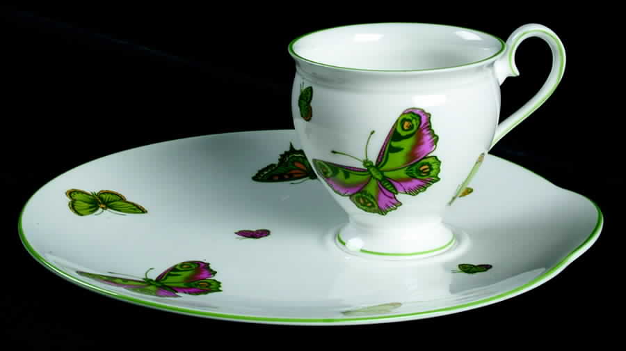 Butterfly Snack Plate & Cup Set by Crown Staffordshire-1