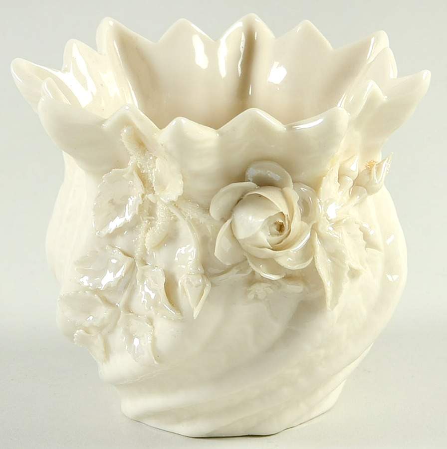 Flower Pot 4" Applied Floral Flower Pot by Belleek Pottery (Ireland)-1