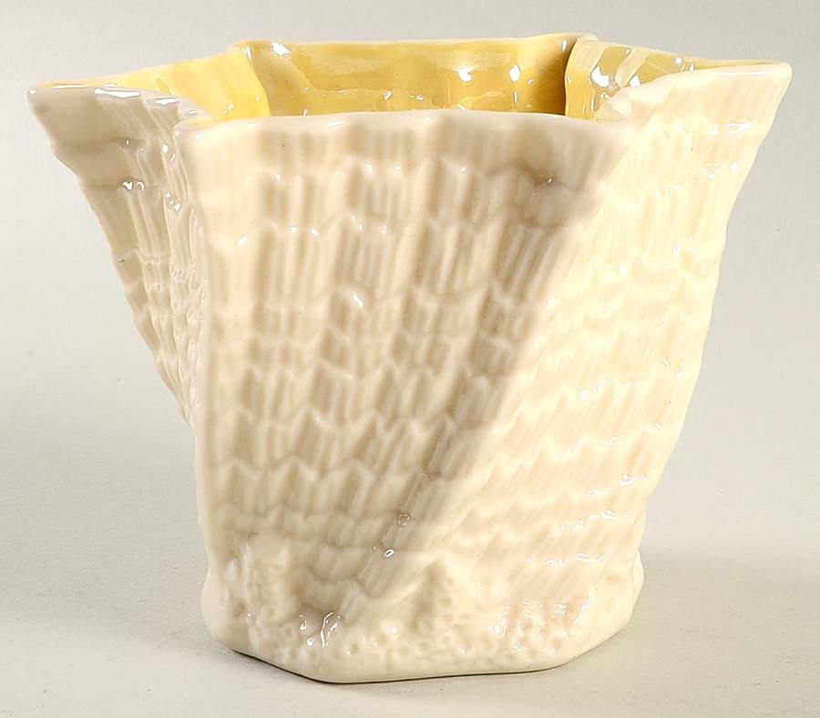 Limpet Yellow 3" Hexagonal Flower Pot by Belleek Pottery (Ireland)-1