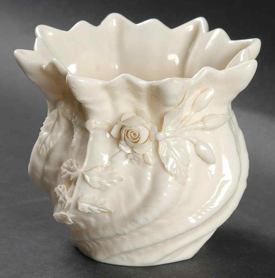 Flower Pot 3" Applied Floral Flower Pot by Belleek Pottery (Ireland)-1