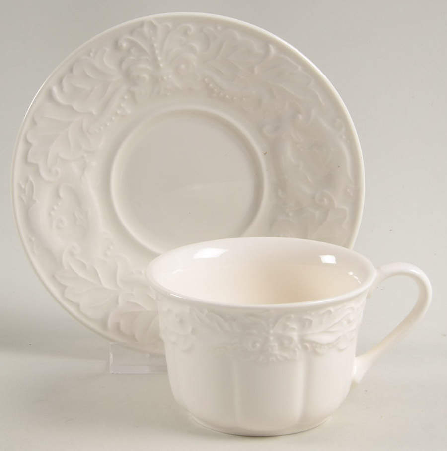 Country Chateau (All White) Flat Demitasse Cup & Saucer Set by Charter Club-1