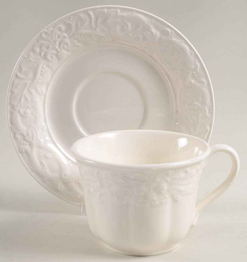 Country Chateau (All White) Breakfast Cup & Saucer Set by Charter Club-1
