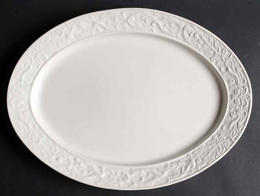 Country Chateau (All White) 15" Oval Serving Platter by Charter Club-1
