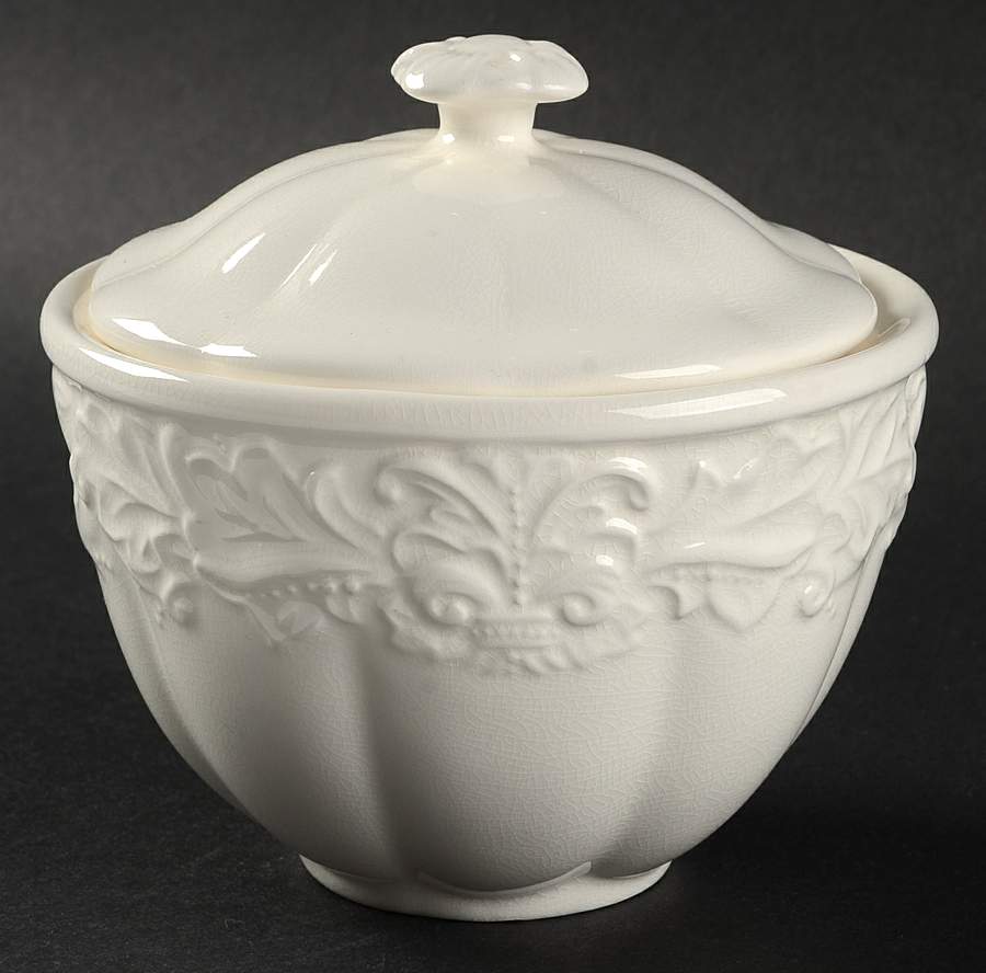 Country Chateau (All White) Sugar Bowl & Lid by Charter Club-1