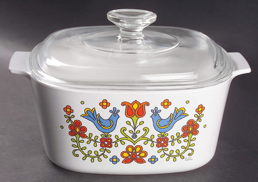 Country Festival 3 Quart Square Casserole with Lid by Corning Corelle-1