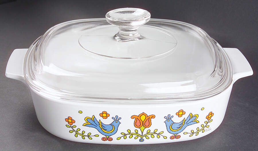 Country Festival 1.5 Quart Square Casserole with Lid by Corning Corelle-1