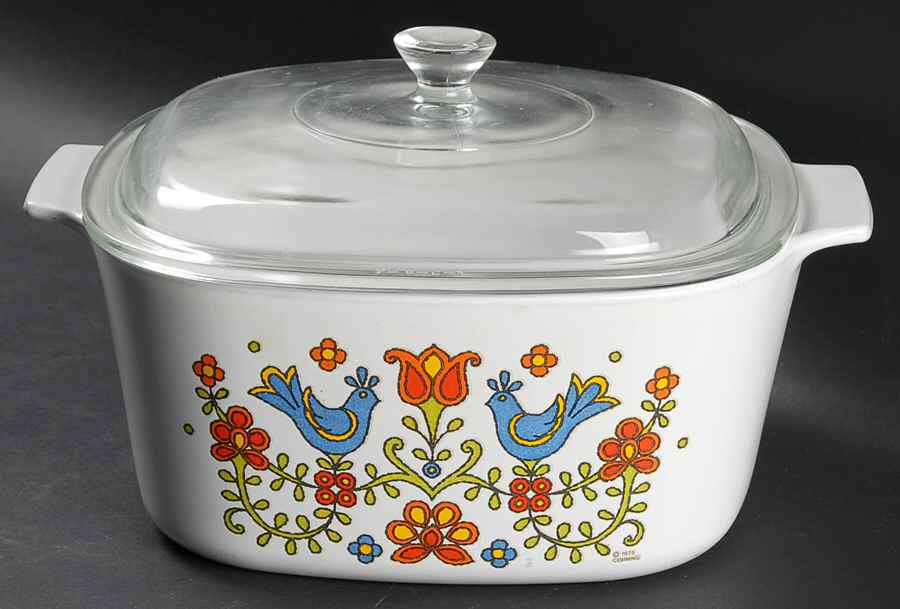 Country Festival 3 Quart Square Casserole with Lid by Corning Corelle-1