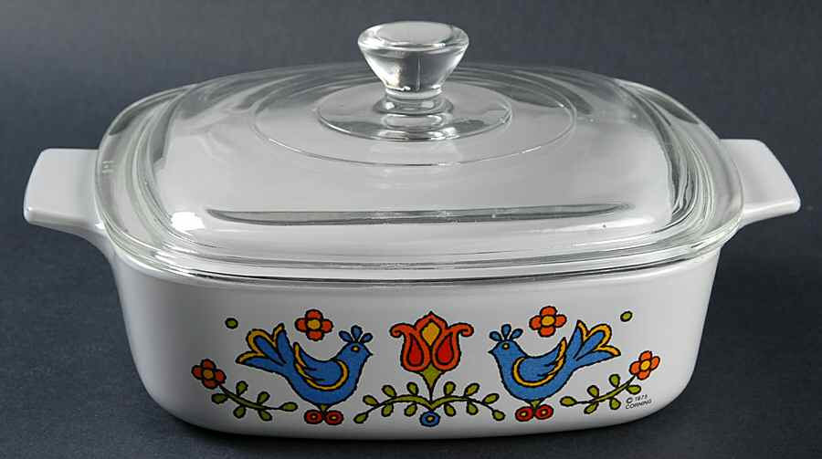 Country Festival 1 Quart Square Casserole with Lid by Corning Corelle-1