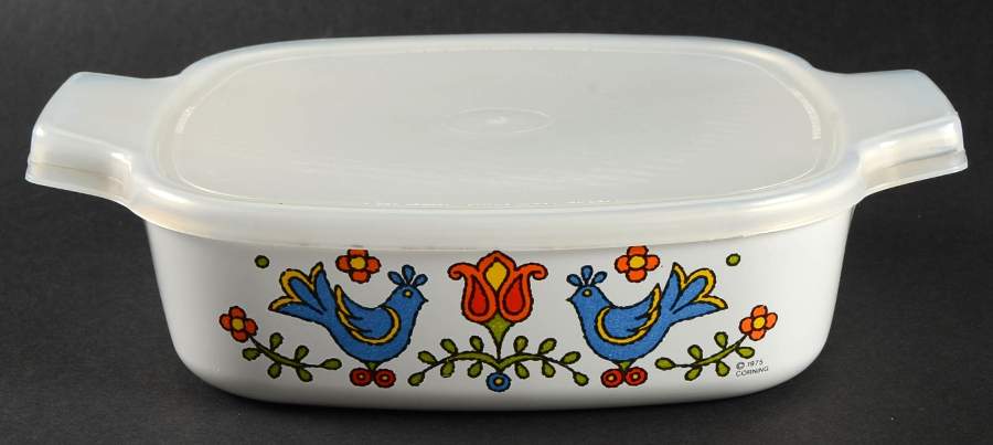Country Festival 1 Quart Square Casserole with Lid by Corning Corelle-1