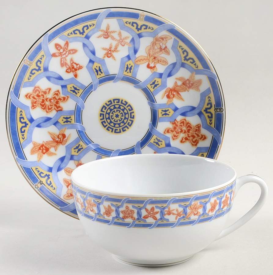 Ginkgo Bleu Breakfast Cup & Saucer Set by Christofle-1