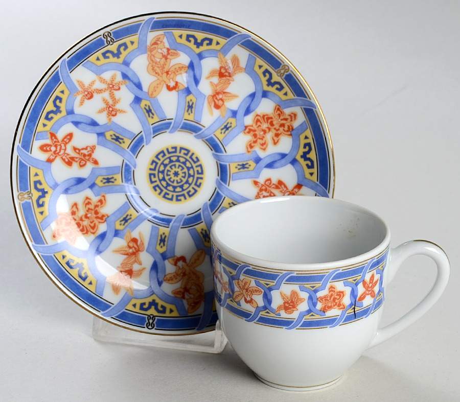 Ginkgo Bleu Flat Demitasse Cup & Saucer Set by Christofle-1
