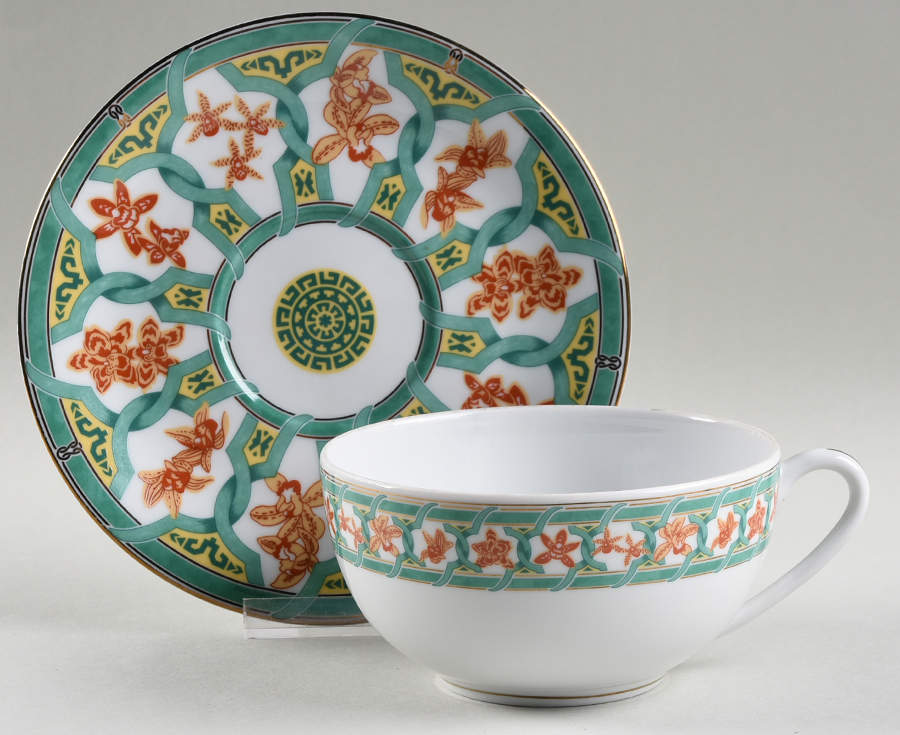 Ginkgo Vert Breakfast Cup & Saucer Set by Christofle-1