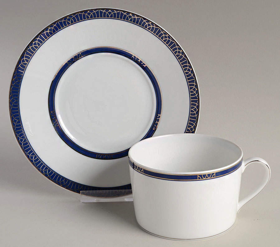Talisman Platinum Bleu Breakfast Cup & Saucer Set by Christofle-1