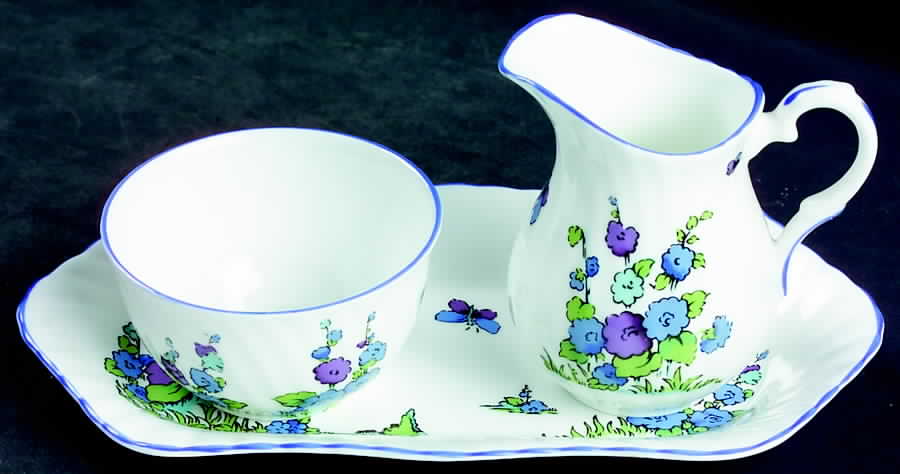 Gainsborough Mini Creamer & Open Sugar with Tray by Crown Staffordshire-1
