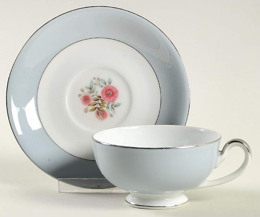 Princess Lehua Gray Footed Cup & Saucer Set by Celebrity of Hawaii-1