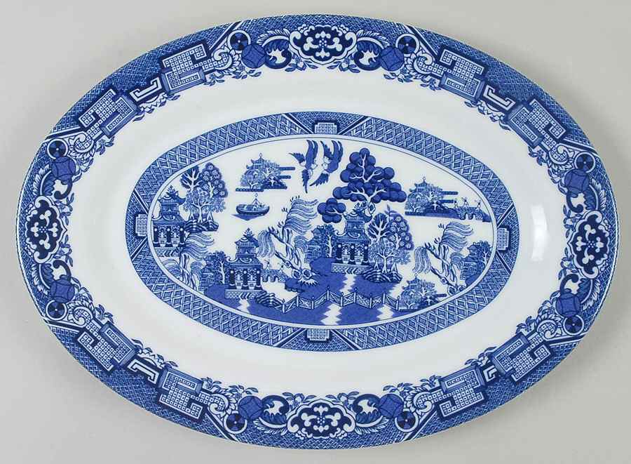 Blue Willow 12" Oval Serving Platter by Cuthbertson-1