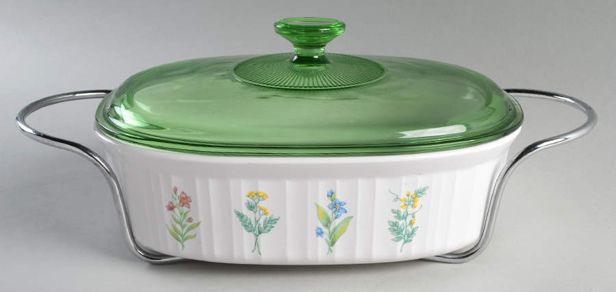 My Garden (Corelle) 2.5 Qt Oval Covered Casserole & Metal Stand by Corning Corelle-1