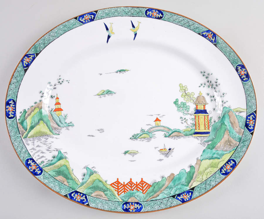 Ye Olde Willow 15" Oval Serving Platter by Crown Staffordshire-1