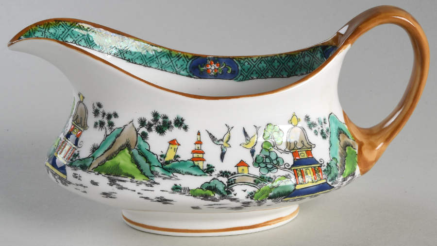 Ye Olde Willow Gravy Boat by Crown Staffordshire-1