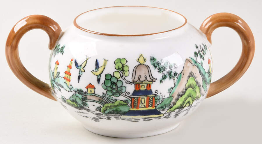 Ye Olde Willow Sugar Bowl No Lid by Crown Staffordshire-1