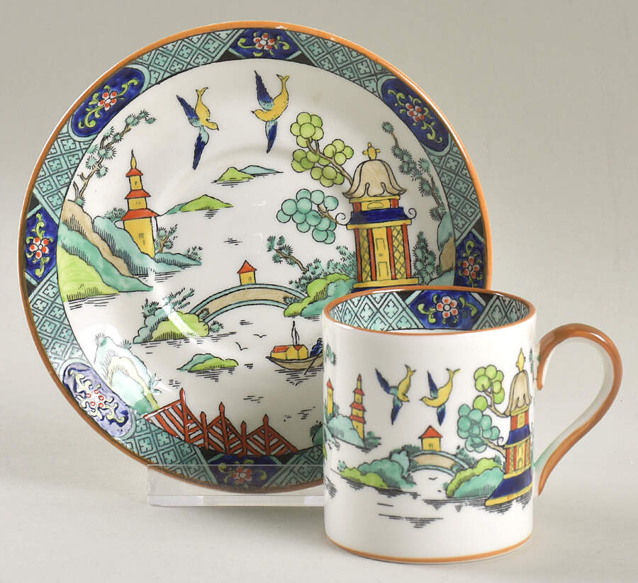 Ye Olde Willow Flat Demitasse Cup & Saucer Set by Crown Staffordshire-1