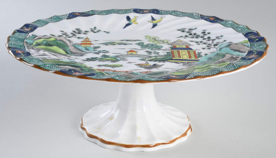 Ye Olde Willow 10" Diameter Pedestal Cake Stand by Crown Staffordshire-1