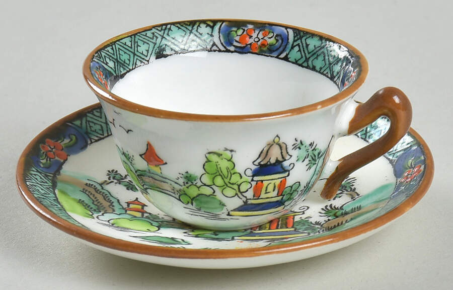 Ye Olde Willow Miniature Cup and Saucer Set by Crown Staffordshire-1