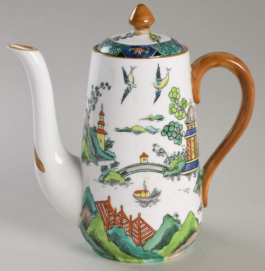 Ye Olde Willow Mini Coffee Pot & Lid by Crown Staffordshire-1