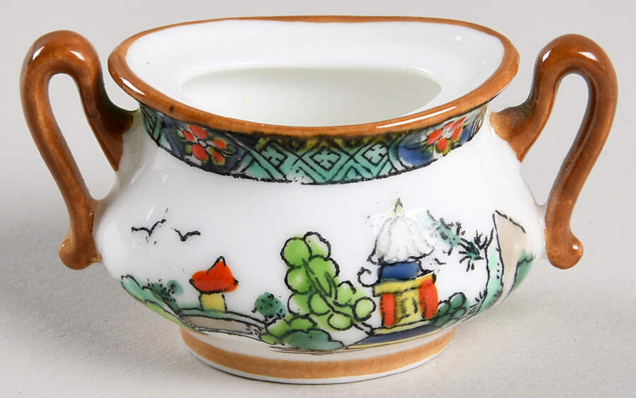 Ye Olde Willow Miniature Sugar Bowl-No Lid by Crown Staffordshire-1