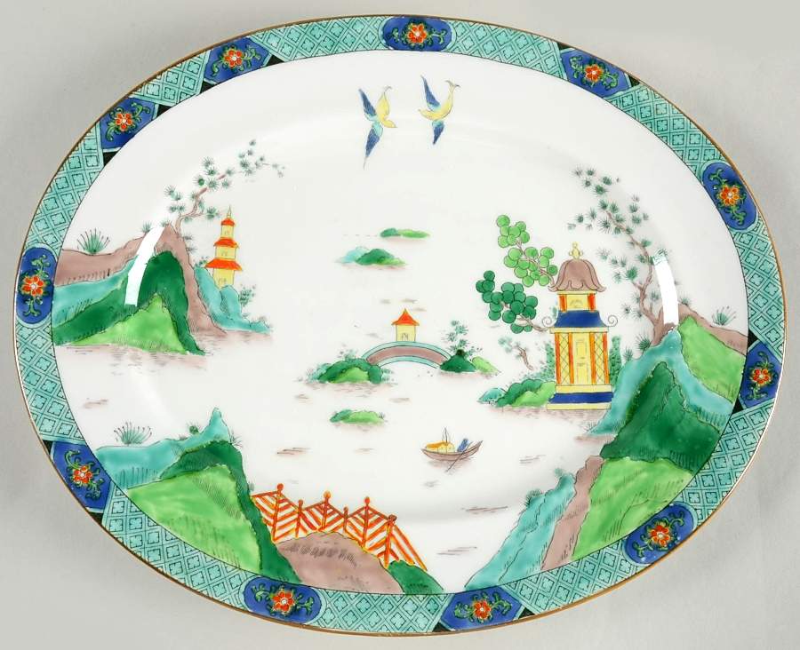 Ye Olde Willow 13" Oval Serving Platter by Crown Staffordshire-1