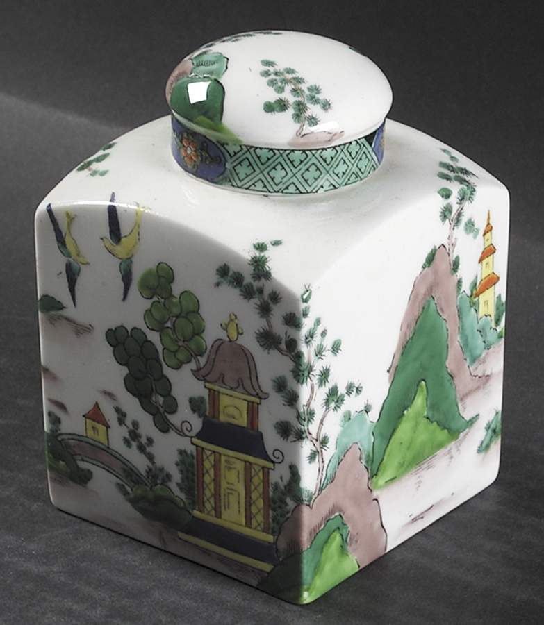 Ye Olde Willow Tea Caddy & Lid by Crown Staffordshire-1