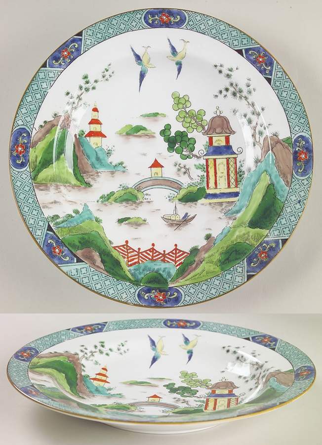 Ye Olde Willow Large Rim Soup Bowl by Crown Staffordshire-1