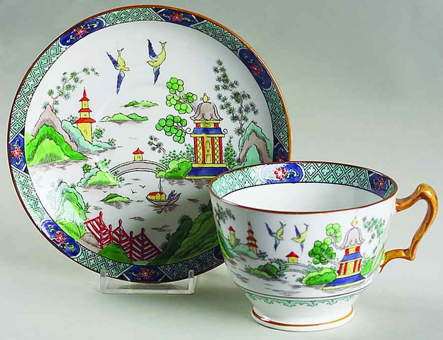 Ye Olde Willow Footed Cup & Saucer Set by Crown Staffordshire-1