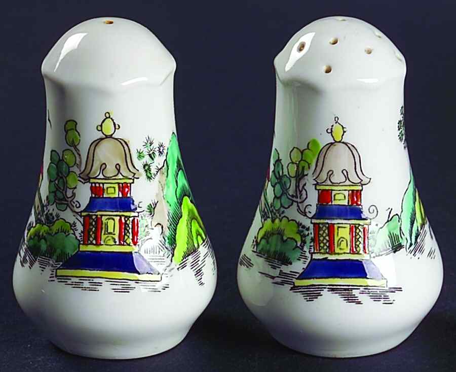 Ye Olde Willow Salt & Pepper Set by Crown Staffordshire-1