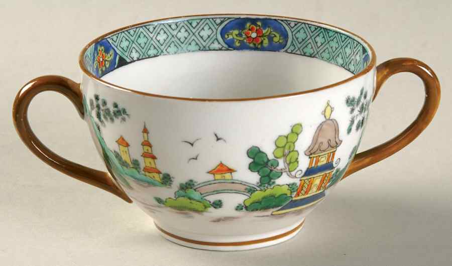Ye Olde Willow Flat Bouillon Cup by Crown Staffordshire-1