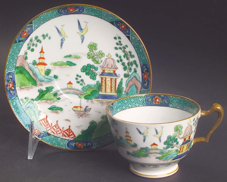Ye Olde Willow Footed Cup & Saucer Set by Crown Staffordshire-1